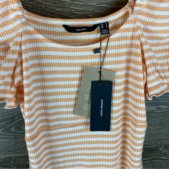 Vero Moda Nordstrom Maria the mini stripe dress coral/ white striped NWT Size M - Picture 6 of 10